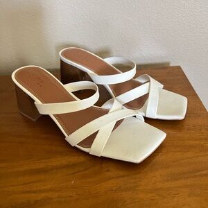 ASOS Design Block Heel Strappy White Sandals